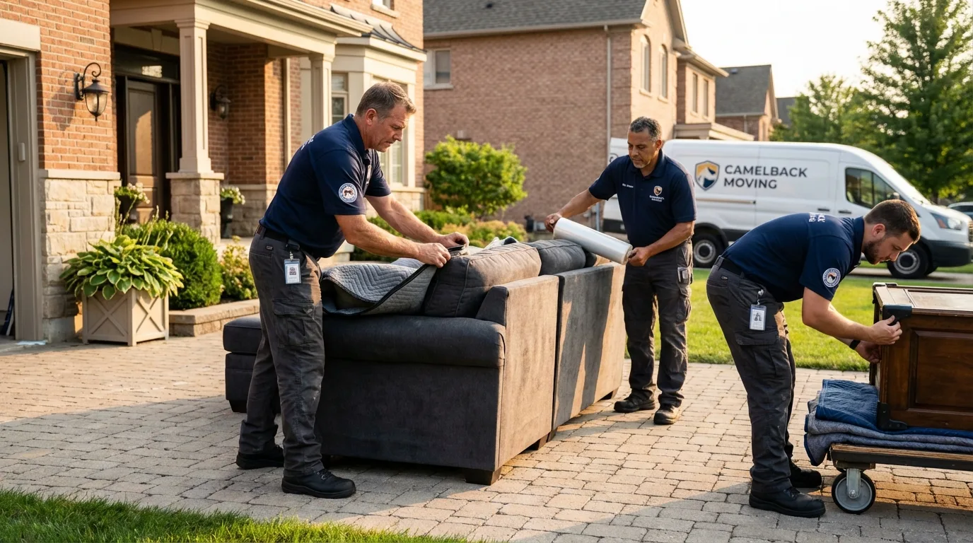 Large estate moving crew wrapping furniture in Hinsdale, MA