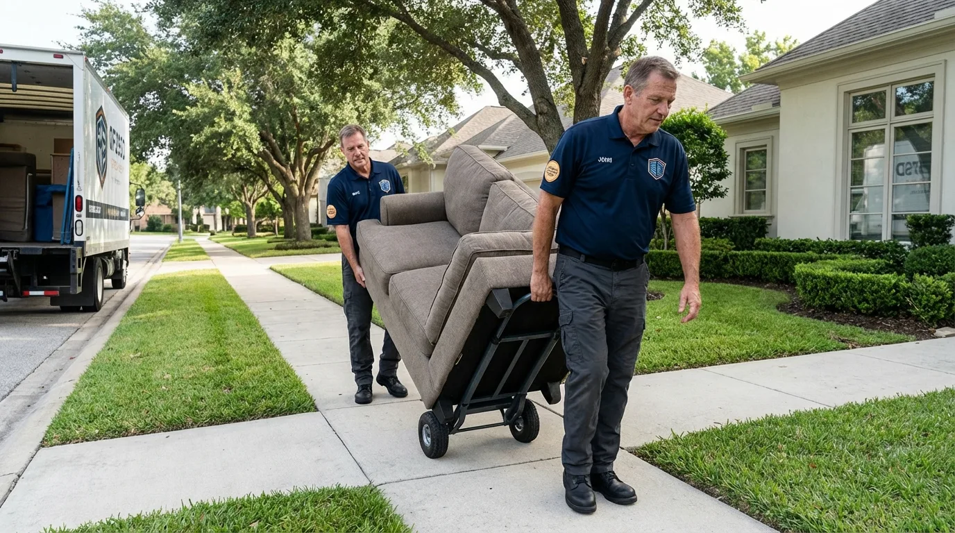 Local residential moving crew loading furniture in Hinsdale, MA